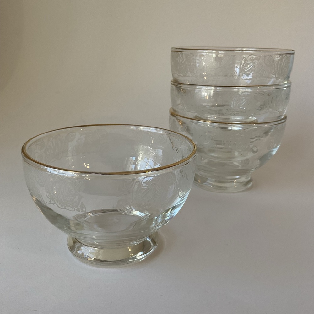 Dominion Glass Dessert Bowls Ice Cream Custard Dishes Set of 4 Vintage